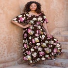 Hand-Crinkled Flutter-Sleeve Maxi Dress image number null
