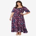 Hand-Crinkled Flutter-Sleeve Maxi Dress image number null