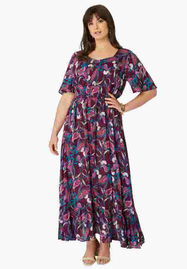 Flutter-Sleeve Crinkle Maxi Dress image number 0