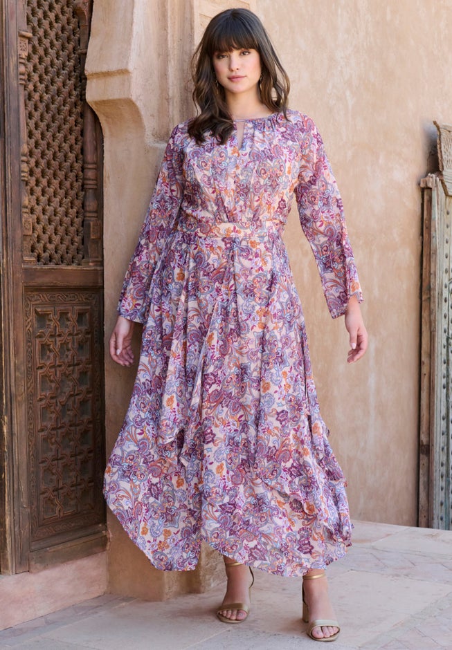 Asymmetric Keyhole Maxi Dress image number null