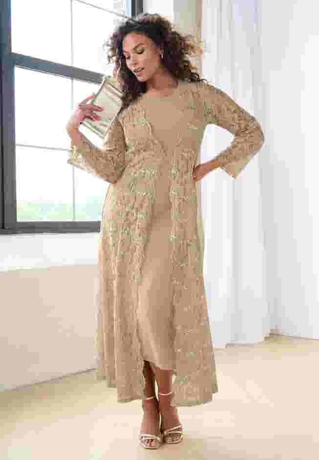 Lace Jacket Maxi Dress Set image number 4