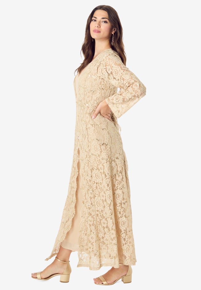 Lace Jacket Maxi Dress Set image number 2