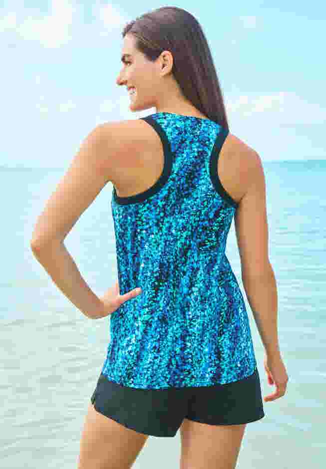 Longer-Length Racerback Tankini Top image number 1