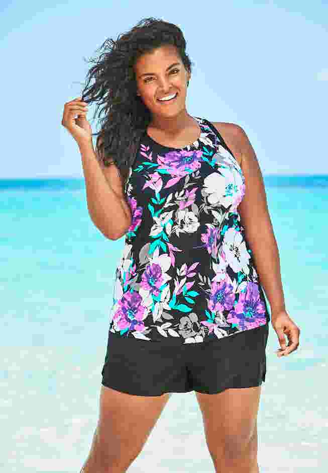 Longer-Length Racerback Tankini Top image number 0