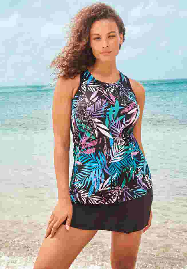 Longer-Length Racerback Tankini Top image number 0