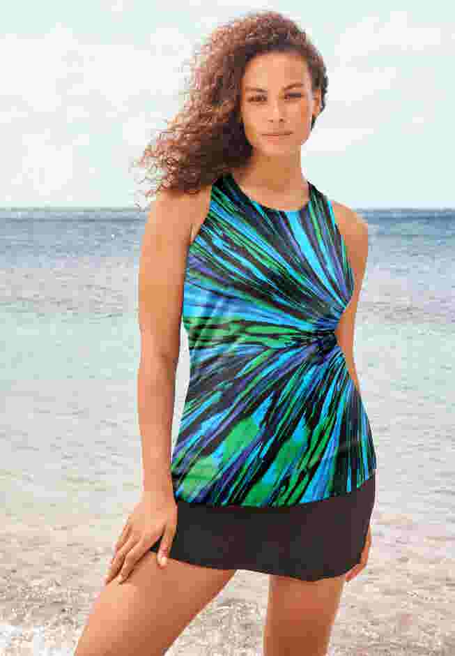 Longer-Length Racerback Tankini Top image number 0