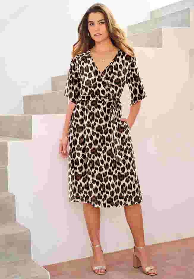 Flutter Sleeve Faux Wrap Dress image number 2