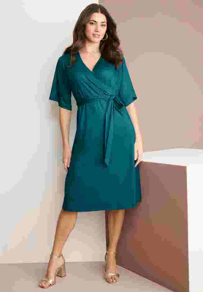 Flutter Sleeve Faux Wrap Dress image number 0