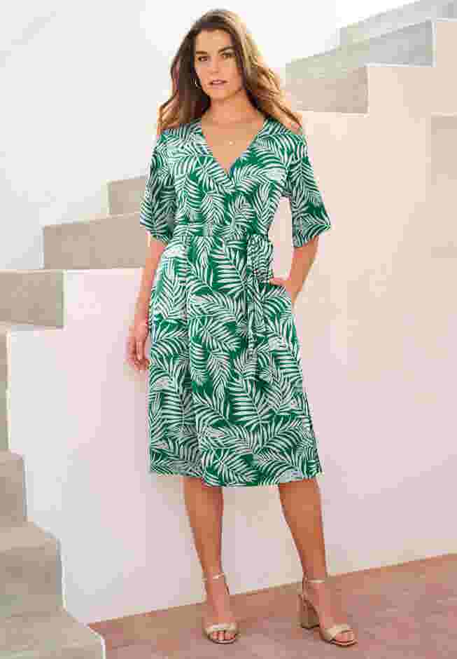 Flutter Sleeve Faux Wrap Dress image number 0
