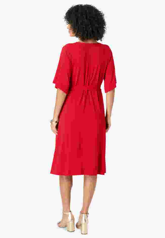 Flutter Sleeve Faux Wrap Dress image number 2