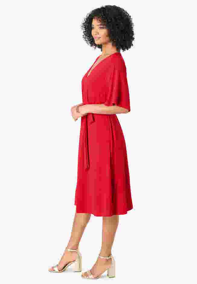Flutter Sleeve Faux Wrap Dress image number 3