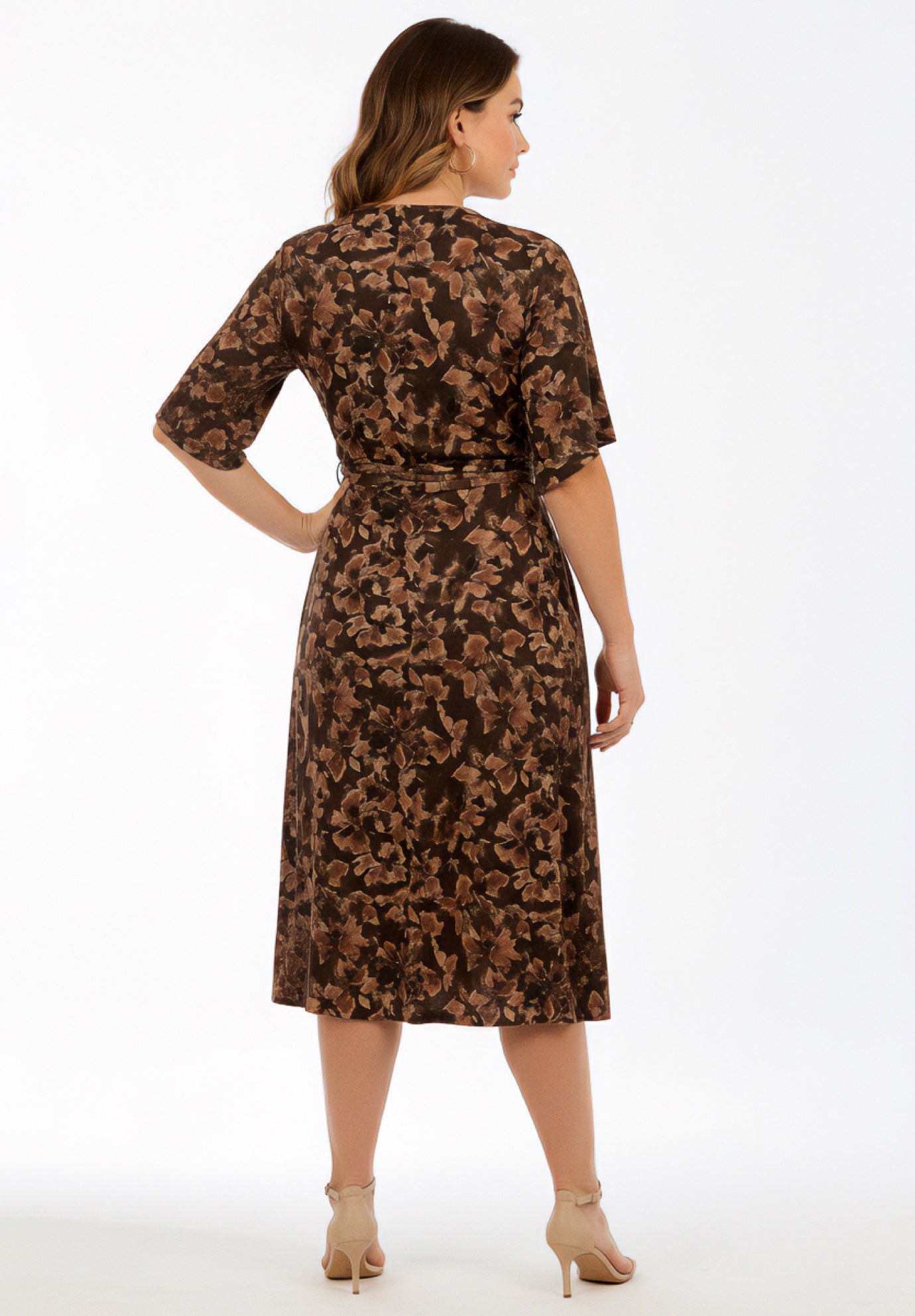 Plus Size Short Sleeve Wrap Fit and Flare Dress image number 1
