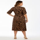 Plus Size Short Sleeve Wrap Fit and Flare Dress image number null