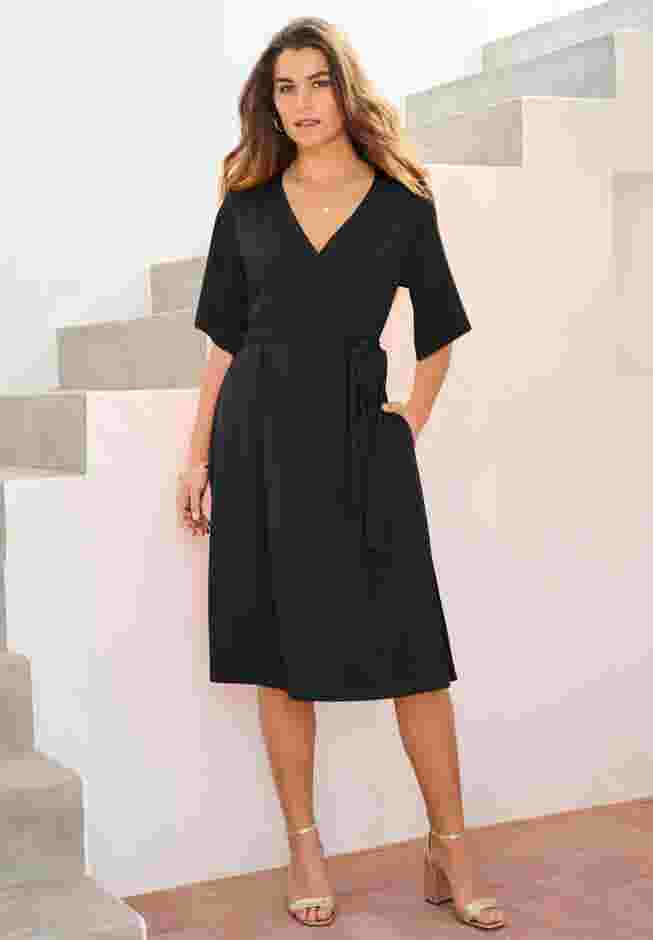 Flutter Sleeve Faux Wrap Dress image number 0