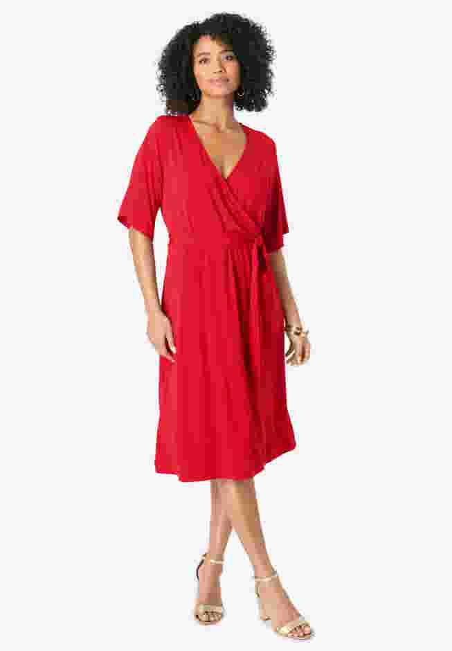 Flutter Sleeve Faux Wrap Dress image number 1