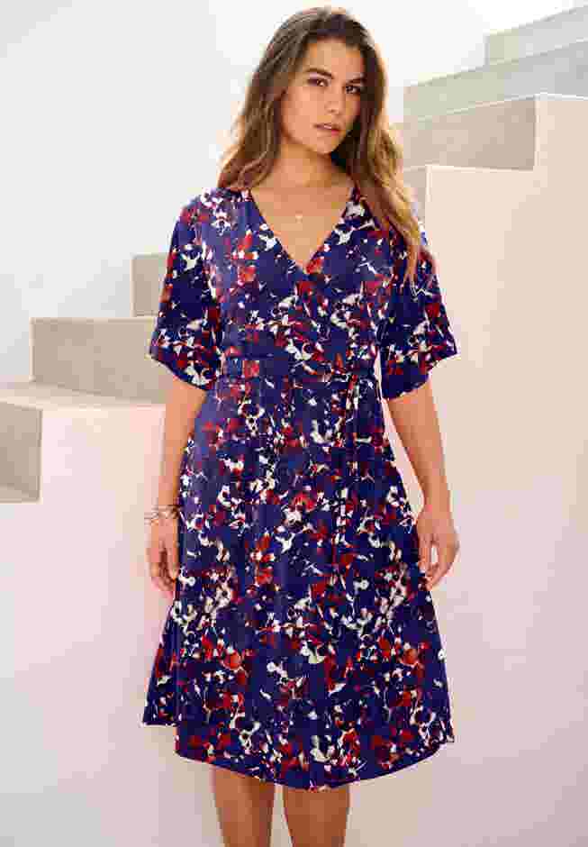 Flutter Sleeve Faux Wrap Dress image number 0
