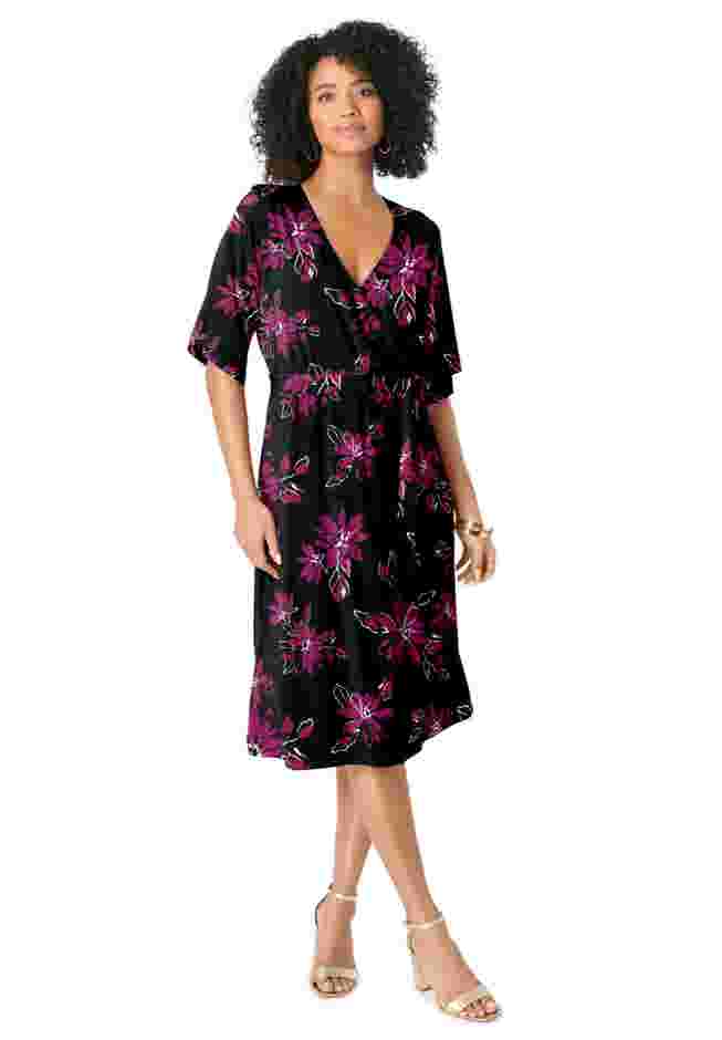 Flutter Sleeve Faux Wrap Dress image number 1