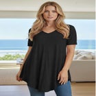 Plus Size Ultra Drape V-Neck Swing Tunic Top image number null