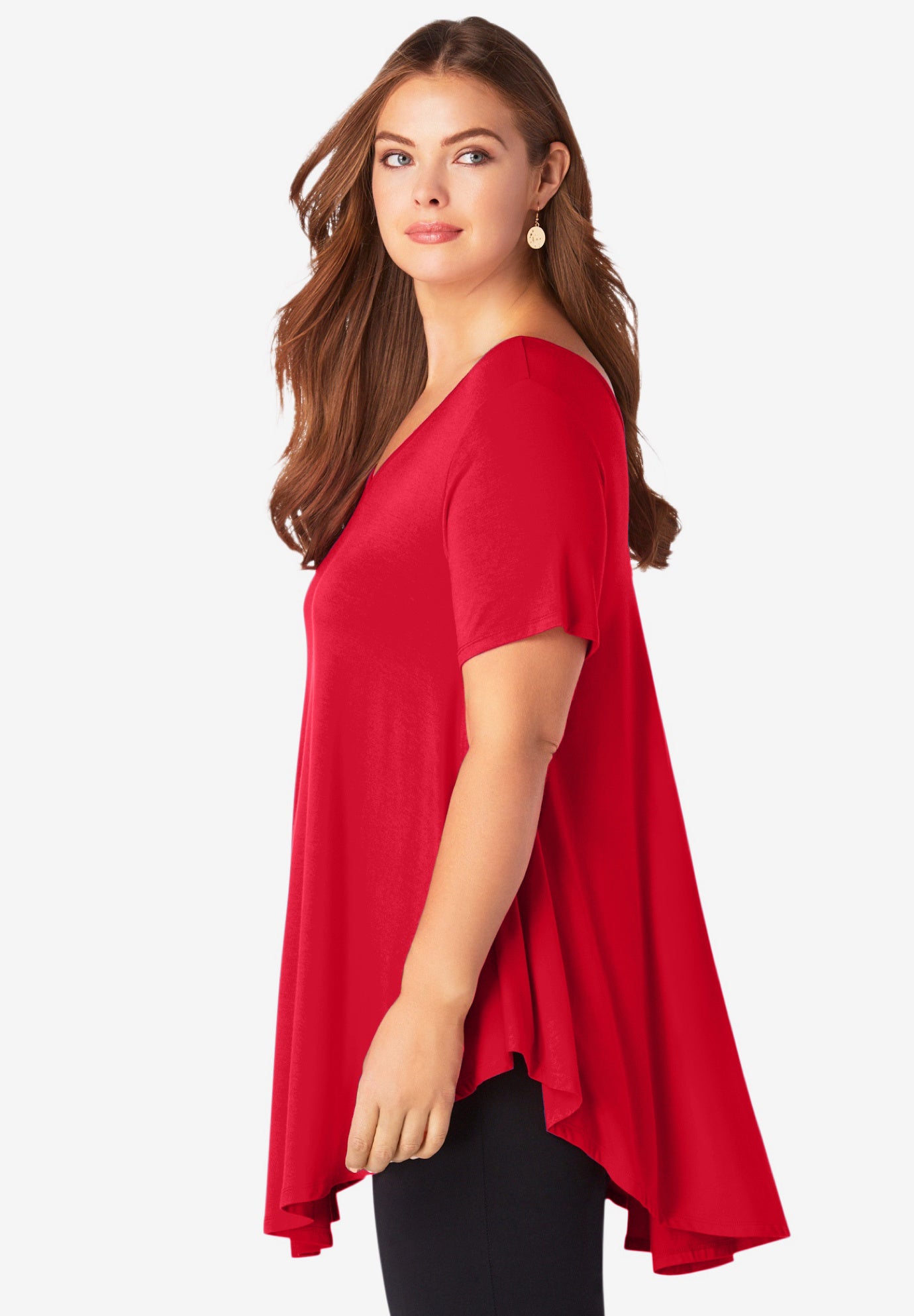 Plus Size Ultra Drape V-Neck Swing Tunic Top image number 2