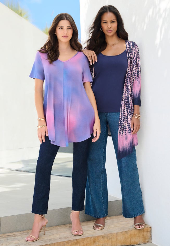 Plus Size Ultra Drape V-Neck Swing Tunic Top image number 3