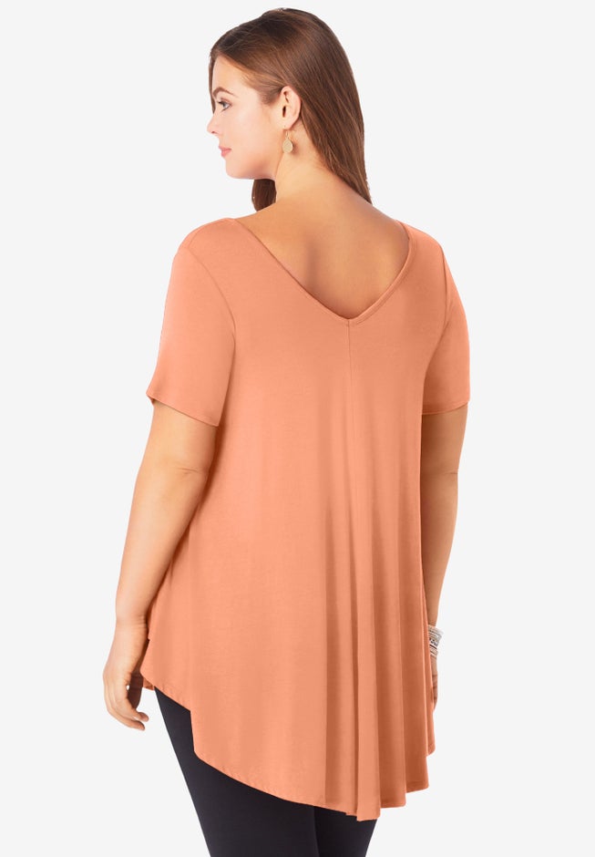 Plus Size Ultra Drape V-Neck Swing Tunic Top image number 1