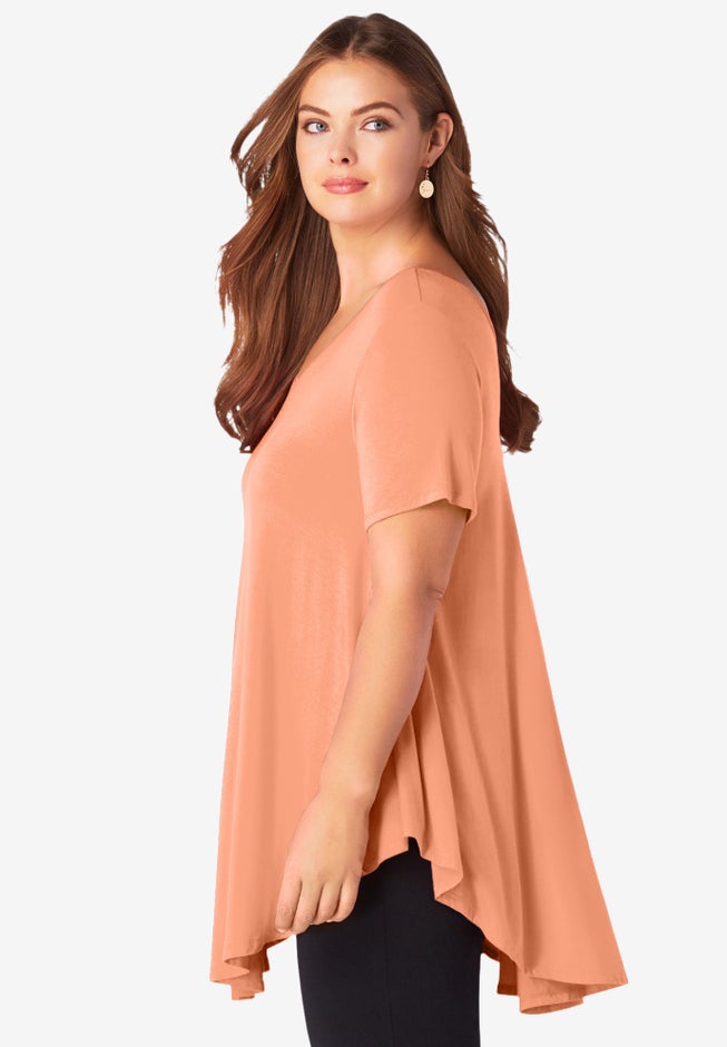 Plus Size Ultra Drape V-Neck Swing Tunic Top image number 2