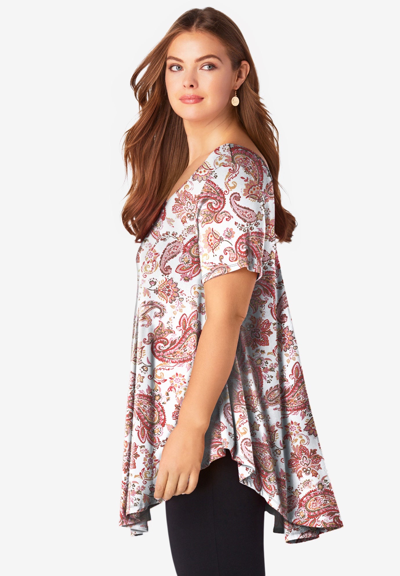 Plus Size Ultra Drape V-Neck Swing Tunic Top image number 2