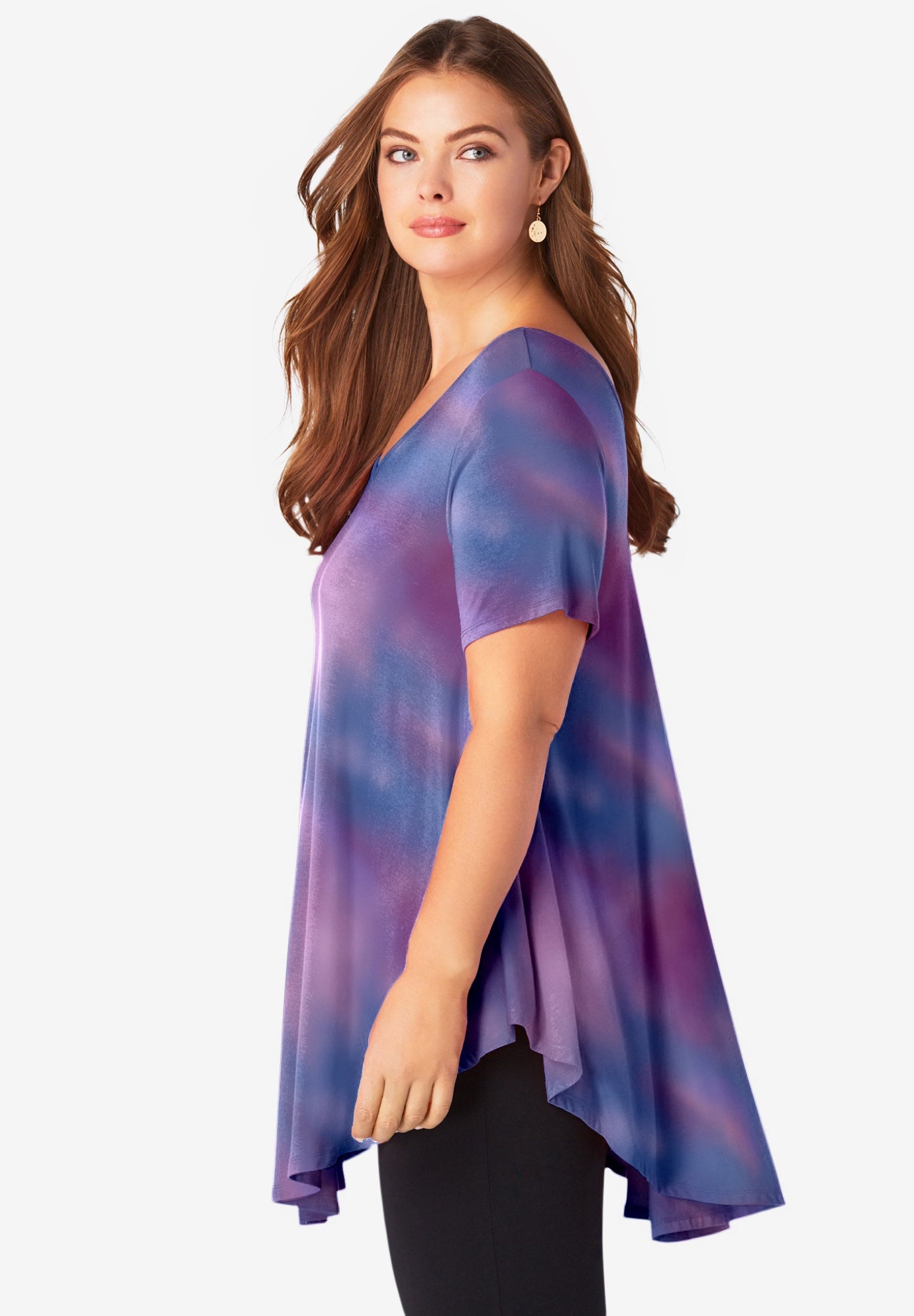 Plus Size Ultra Drape V-Neck Swing Tunic Top image number 2