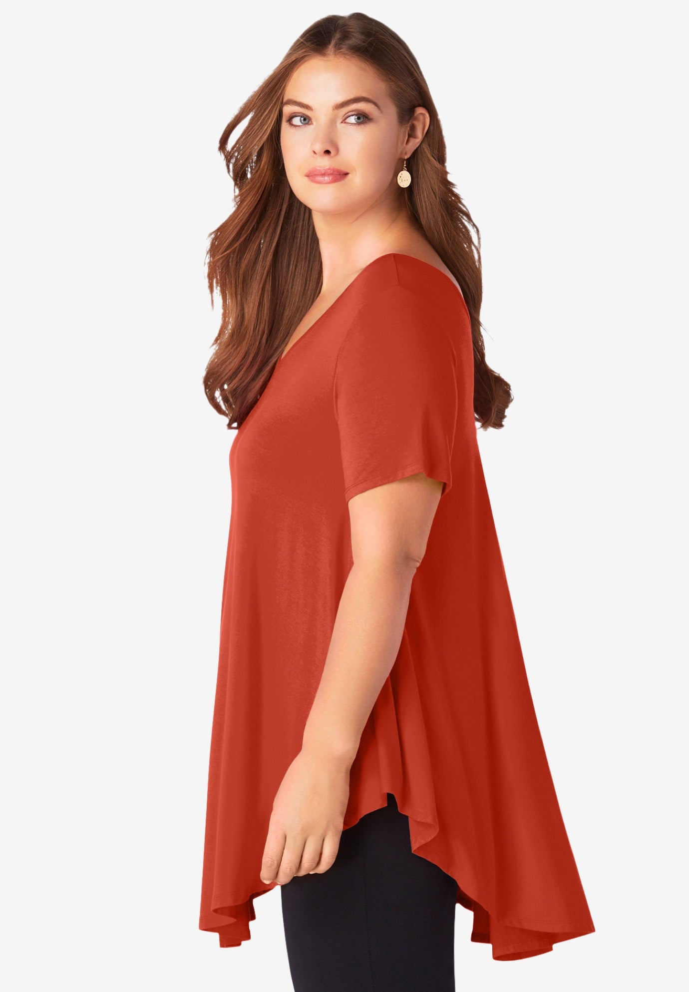 Plus Size Ultra Drape V-Neck Swing Tunic Top image number 2
