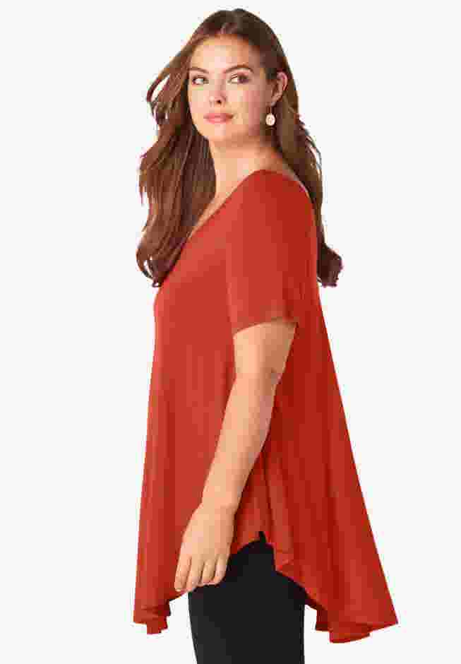 Plus Size Ultra Drape V-Neck Swing Tunic Top image number 2