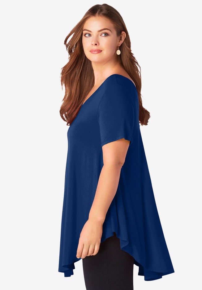Plus Size Ultra Drape V-Neck Swing Tunic Top image number 2
