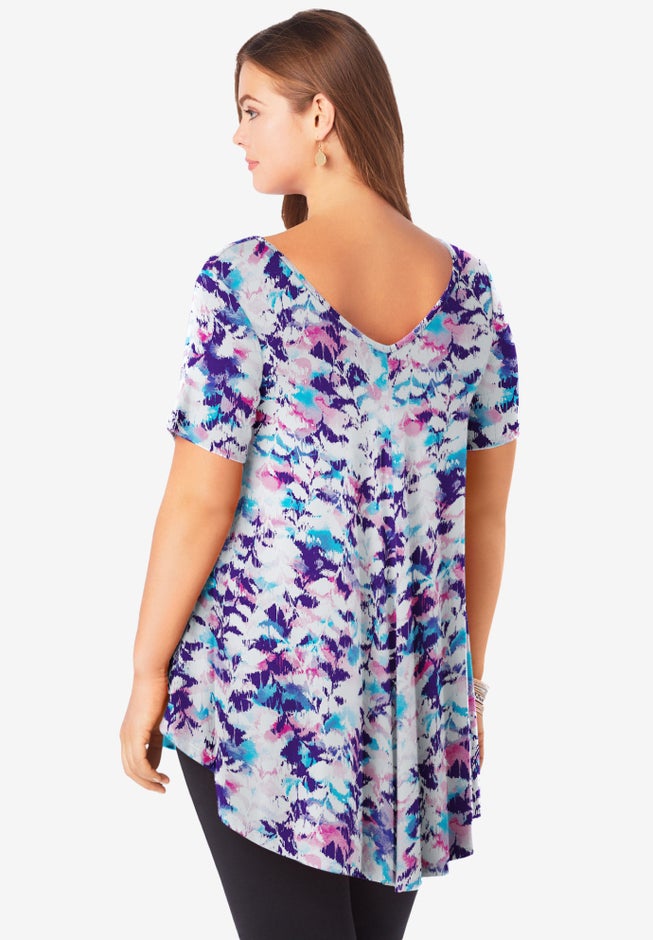 Plus Size Ultra Drape V-Neck Swing Tunic Top image number 1