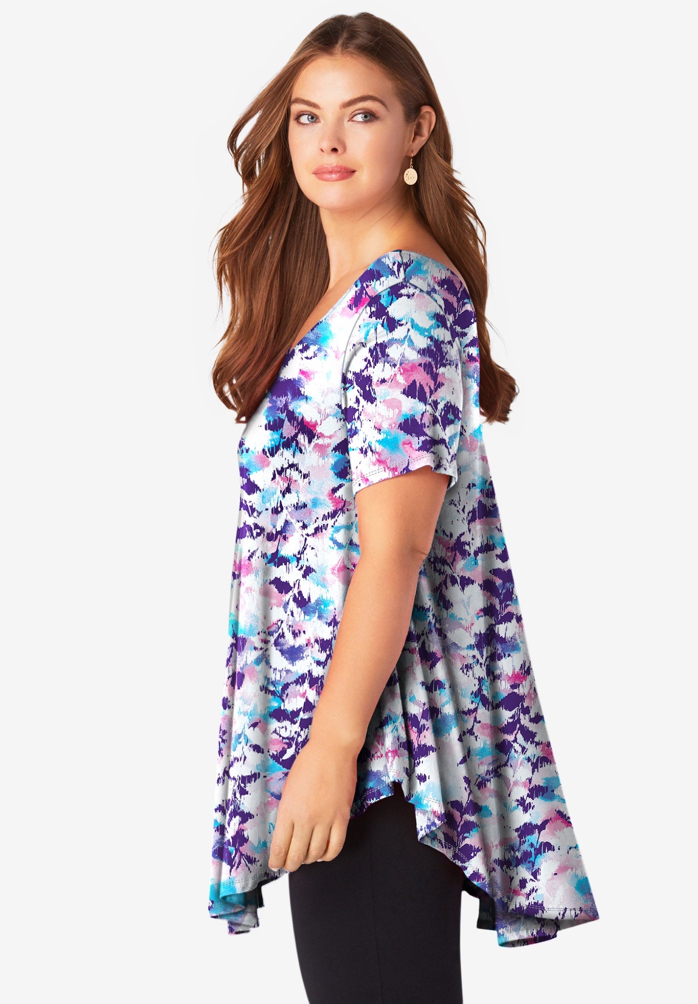 Plus Size Ultra Drape V-Neck Swing Tunic Top image number 2