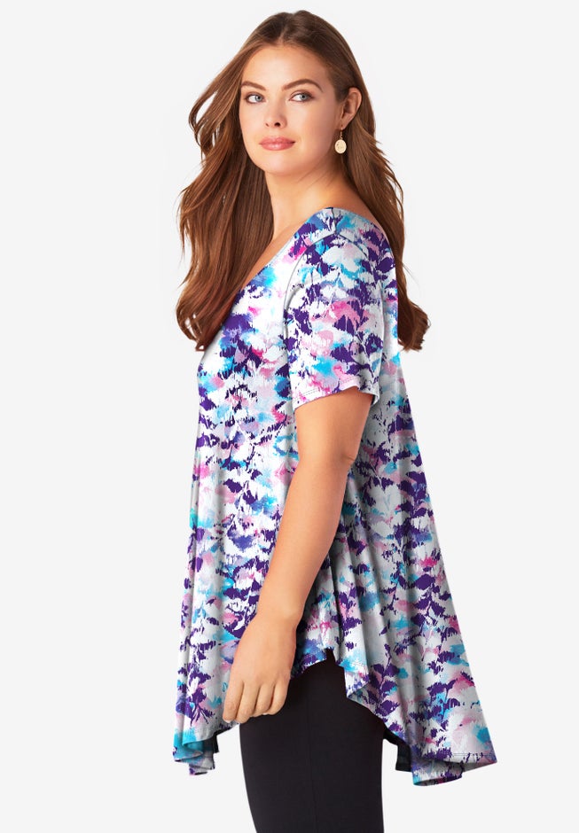 Plus Size Ultra Drape V-Neck Swing Tunic Top image number 2