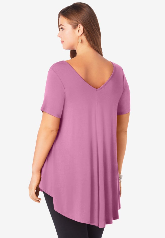 Plus Size Ultra Drape V-Neck Swing Tunic Top image number 1