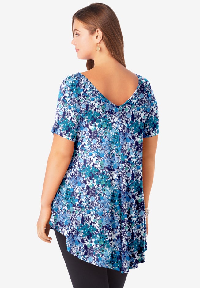Plus Size Ultra Drape V-Neck Swing Tunic Top image number 1