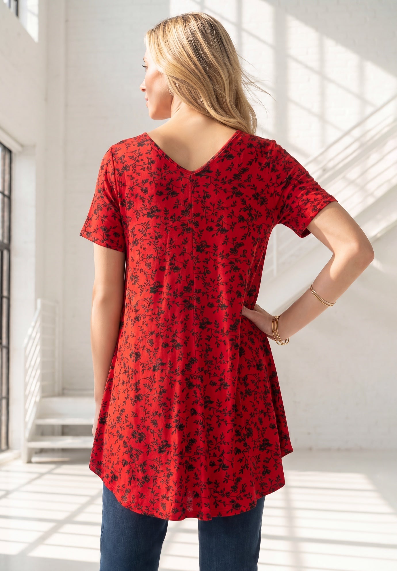 Plus Size Ultra Drape V-Neck Swing Tunic Top image number 1
