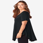 Plus Size Ultra Drape V-Neck Swing Tunic Top image number null