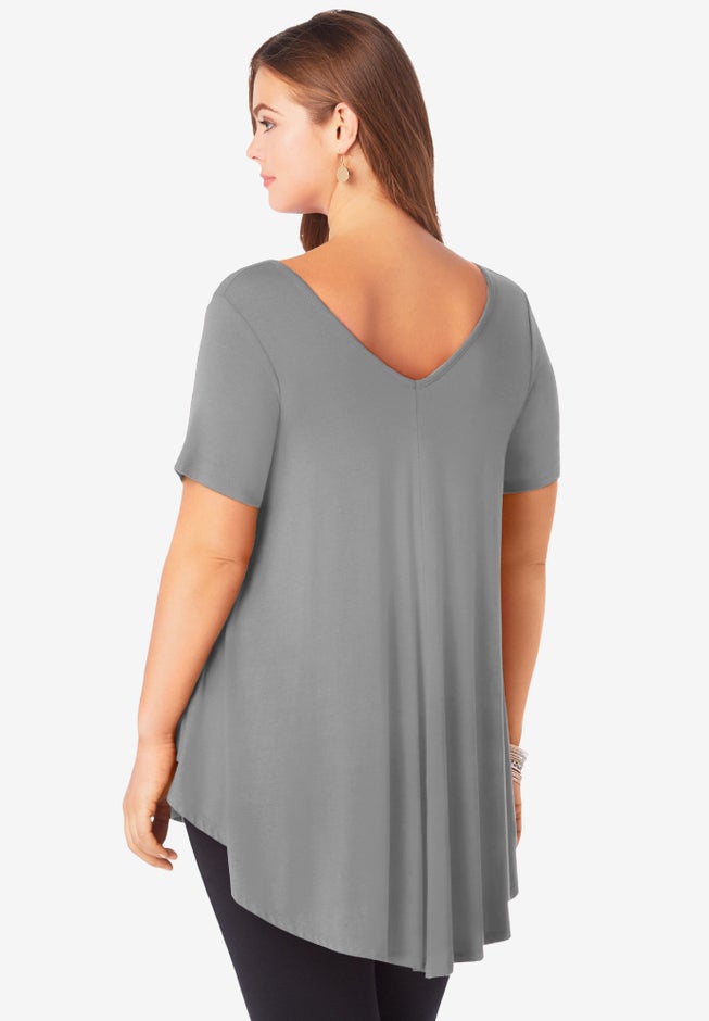 Plus Size Ultra Drape V-Neck Swing Tunic Top image number 1