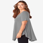 Plus Size Ultra Drape V-Neck Swing Tunic Top image number null