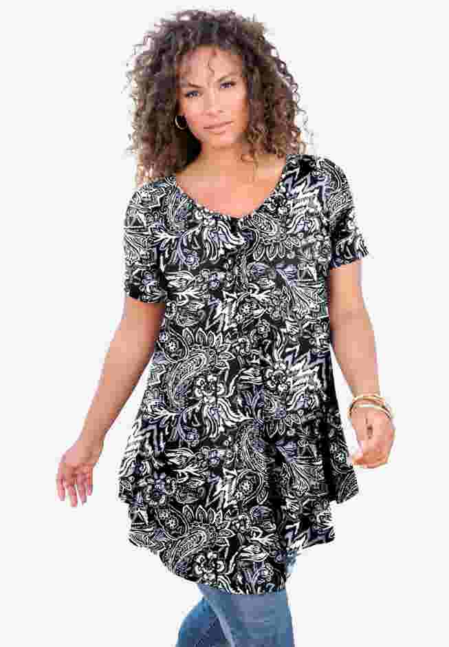 Plus Size Ultra Drape V-Neck Swing Tunic Top image number 0