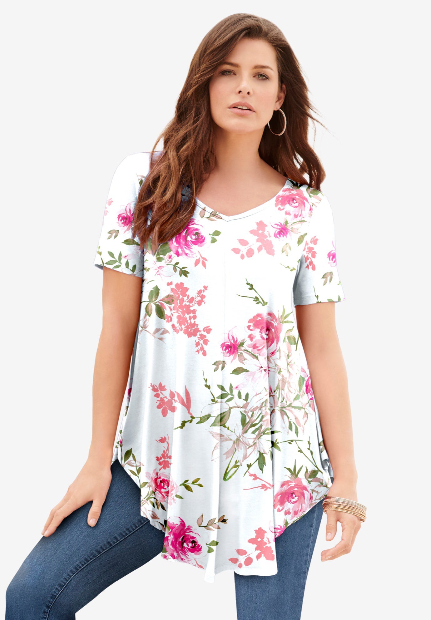 Plus Size Ultra Drape V-Neck Swing Tunic Top image number 0