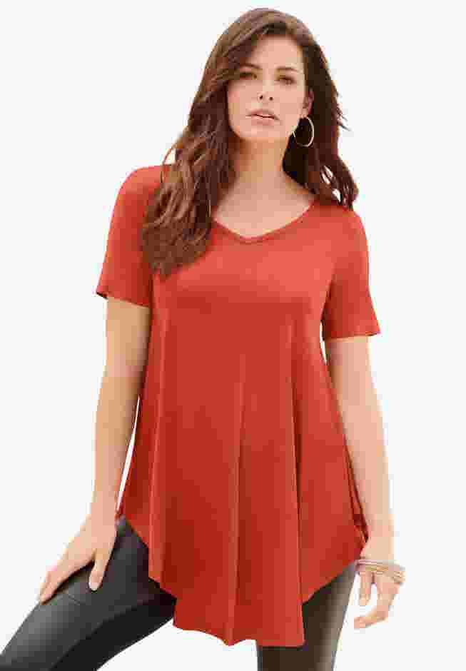 Plus Size Ultra Drape V-Neck Swing Tunic Top image number 0