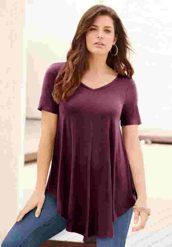 Plus Size Ultra Drape V-Neck Swing Tunic Top image number 0