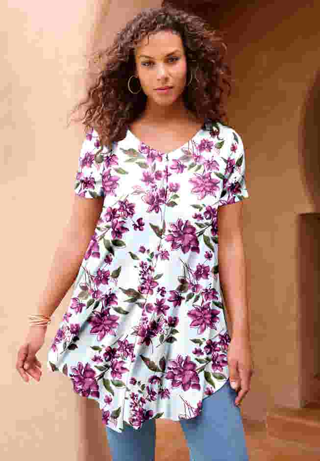 Plus Size Ultra Drape V-Neck Swing Tunic Top image number 0