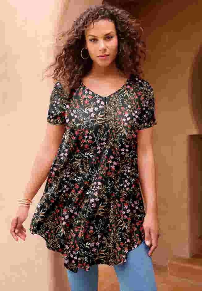 Plus Size Ultra Drape V-Neck Swing Tunic Top image number 0