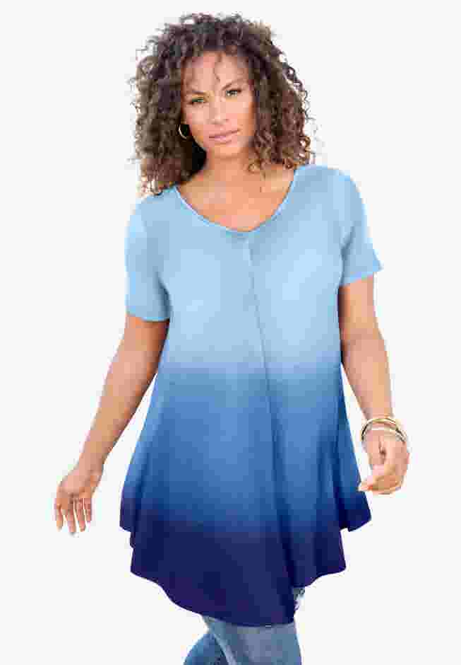 Plus Size Ultra Drape V-Neck Swing Tunic Top image number 0