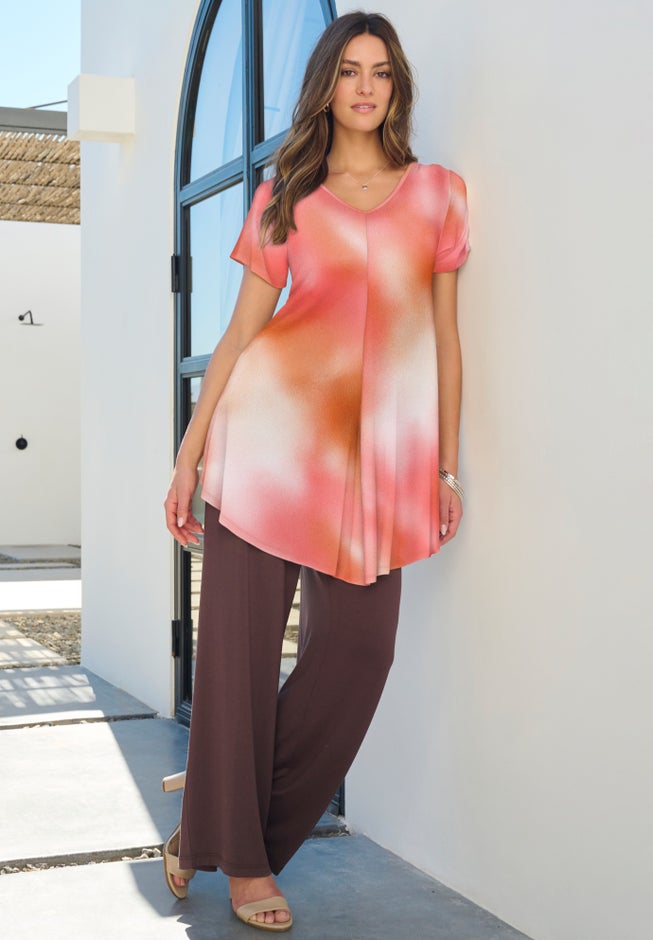 Plus Size Ultra Drape V-Neck Swing Tunic Top image number 0