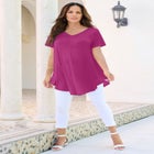 Plus Size Ultra Drape V-Neck Swing Tunic Top image number null