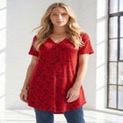 Plus Size Ultra Drape V-Neck Swing Tunic Top image number null